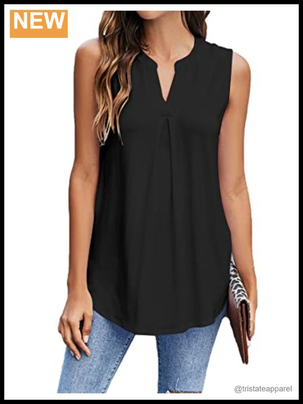 V-Neck Sleeveless Tank Top Loose Fit Pleated Summer Blouse
